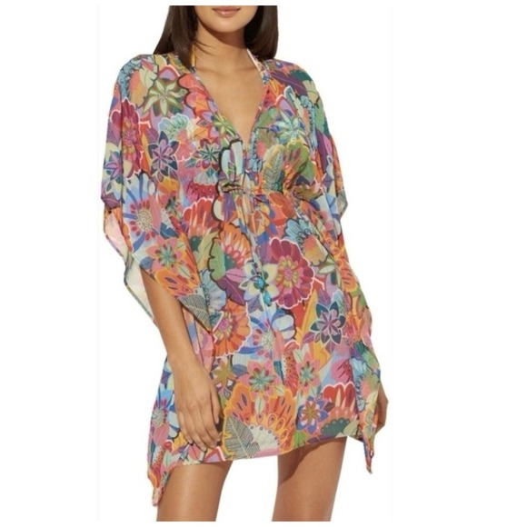 Bleu Rod Beattie Other - Bleu by Rod Beattie Caftan Tropical Floral Swim Cover-Up Multicolor Size M Beach